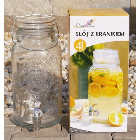 szklany słoik na nalewki 4 l - słój na nalewki z kranikiem - szklany słój 4 z kranem - sloik 4l z kranem