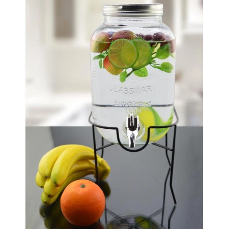 szklany słoik na nalewki 4 l - słój na nalewki z kranikiem i podstawą - szklany słój 4 z kranem - sloik 4l z kranem