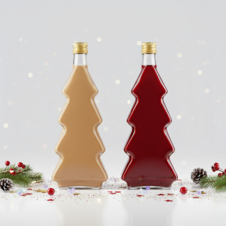 świąteczna butelka - butelka na nalewki - ładna butelka - dekoracyjna butelka - butelka choinka